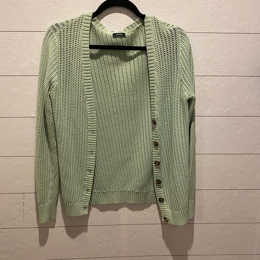 J crew mint cardigan